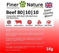 Finer By Nature Beef 80/10/10 Mince Raw 1kg